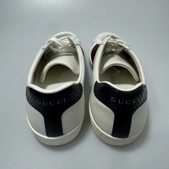 Gucci New Ace Leather Sneakers White Navy Men’s UK 6/US 7